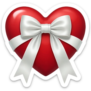 dark red heart with white bow sticker