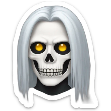 White goth Man with long hair and Skeleton paint face sticker