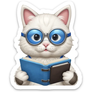 funny cat with planner with blue goggles sticker