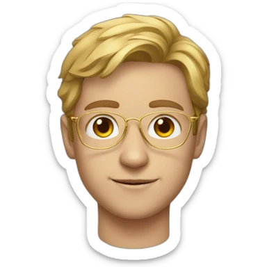 young white man with golden aviator glasses sticker