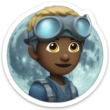 Plane moon boy sticker