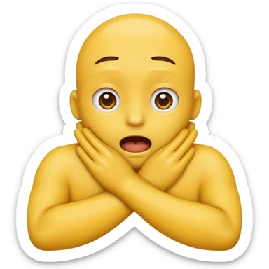 yellow emoji hands choking itself, tight around the neck sticker