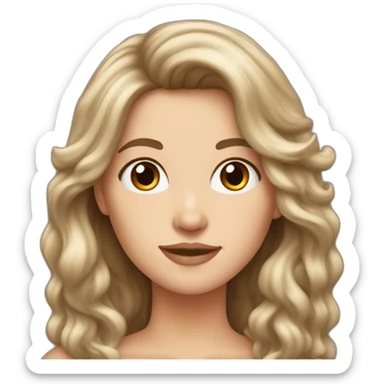 white girl with long voluminous 80s brown hair sticker