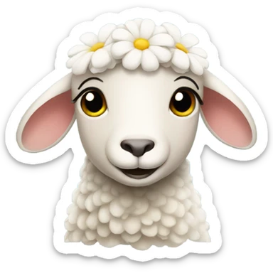 cute sheep with a flower behind its ear sticker