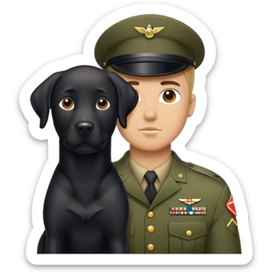 Army guy with black lab sticker