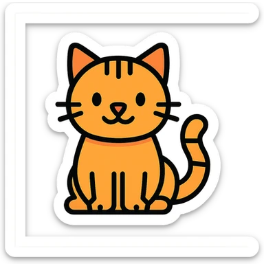 A cute cat in a colorful outlined icon style sticker