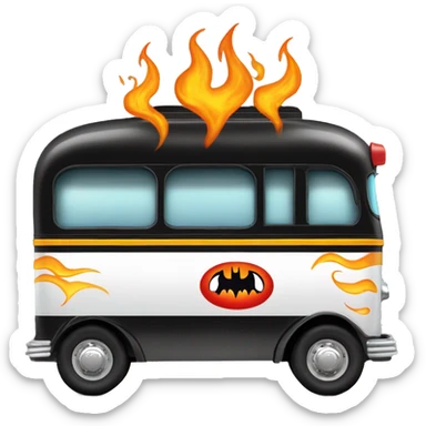 Side view shiny Batman’s black with vertical hot rod flames 1956 ghost busters accessorized school bus sticker