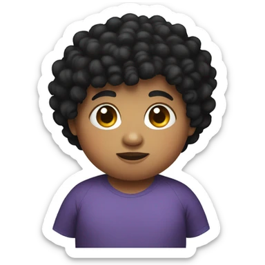 Fat short kid with curly black hair sticker