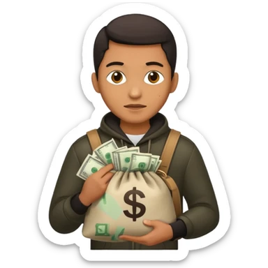 Ladrão com saco de dinheiro emoji eveito Mandela sticker