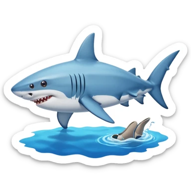 Put the shoes on the fins of the shark sticker