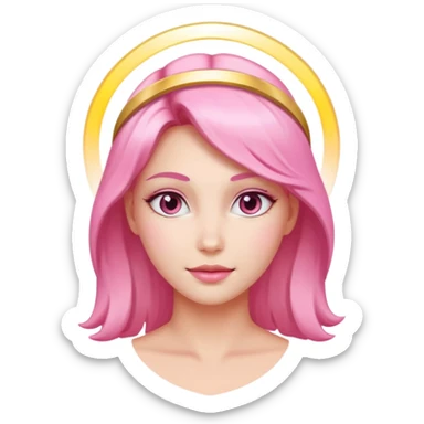 angel emoji, beautiful pink woman with a glowing halo sticker