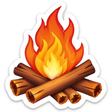 bonfire with wood and flames sticker