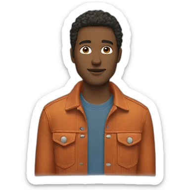 man wearing a rust colored denim jacket sticker
