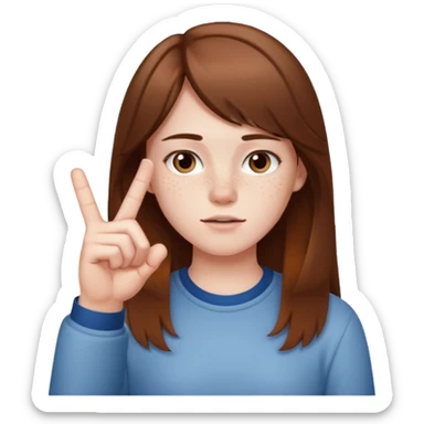 Pale young teenager with brown hair giving middle finger sticker