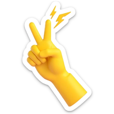 yellow hand making the 'OK' gesture with a lightning bolt on the back, 3D emoji style sticker