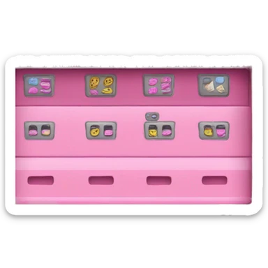 pink vending machine with pads inside sticker