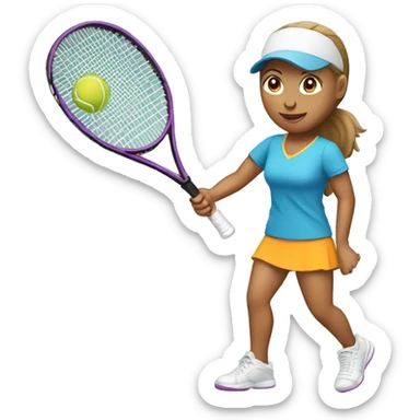 tennis player female with racquet  sticker