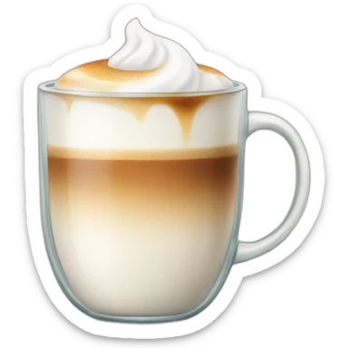 coffee with half steamed milk in glass mug sticker