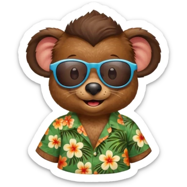 mole with aloha shirt wearing sunglasses sticker