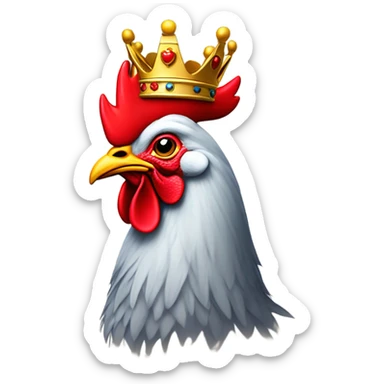 crestless rooster with a king's crown sticker