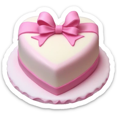 Heart shaped birthday cake with a huge pink bow and white vintage frosting  sticker