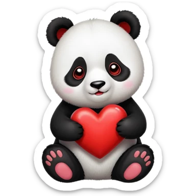 Panda squeezing a heart sticker