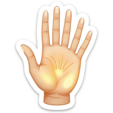  -- ethereal glowing hand palm lines-- 5 fingers reading palm - the act of palm reading practice 
 sticker