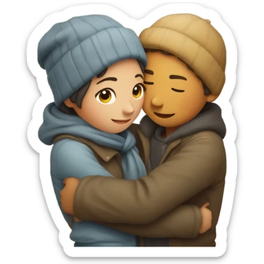 make a guy and a girl, they're hugging. They're facing each other sticker