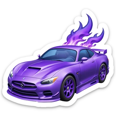 Purple car drifting with navy blue flames coming out of the rear tires. sticker
