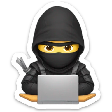 cute ninja Developer with computer sticker