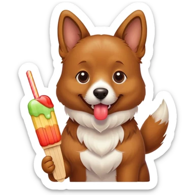 A dog eating a popsicle  sticker