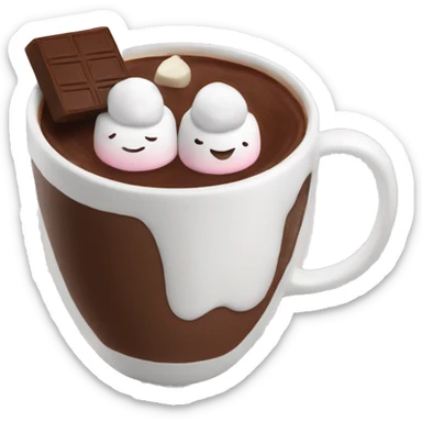 Hot chocolate with marshmallow sticker