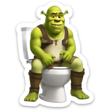 Shrek sitting on a toilet sticker