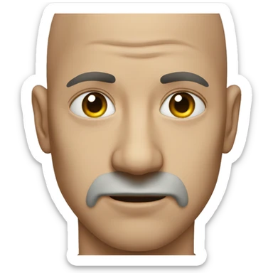 a bald man with tears coming from his eyes sticker