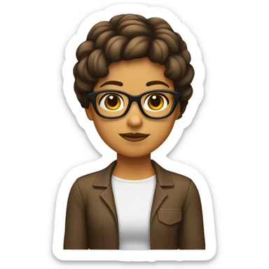 chica con gafas pelo corto liso y castaño sticker