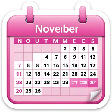 pink calendar of november 2025 in poppins text form sticker