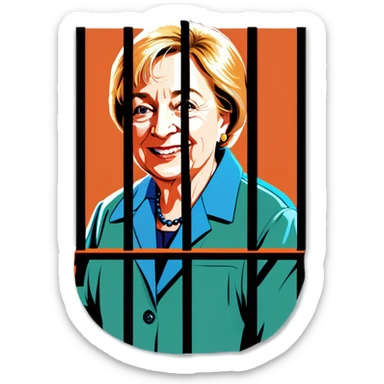 Maine Governor Janet Mills Behind Bars In an Orange Jumpsuit sticker