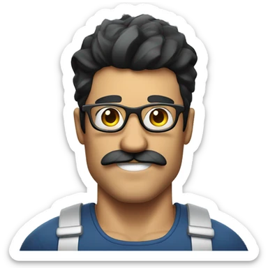 muscular male taking selfie dark hair moustache glasses sticker