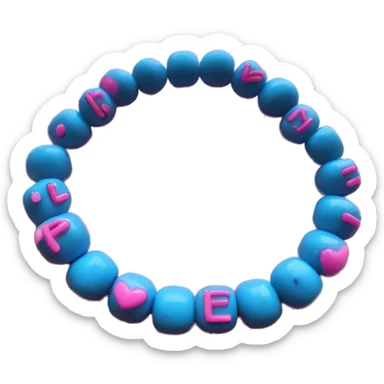 Bracelet made of pink and blue beads with beads that spell out Rave Life sticker