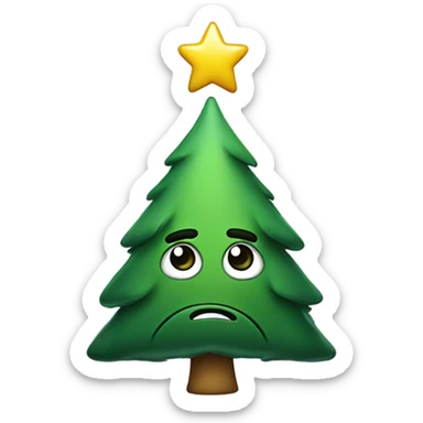 Sad Christmas tree with tears and big sad eyes sticker