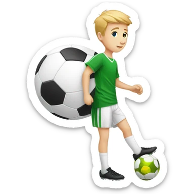 white kid with a soccer ball in his foot sticker