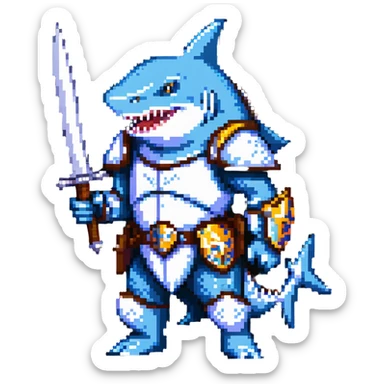 anthropomorphic shark wearing knight armor sticker