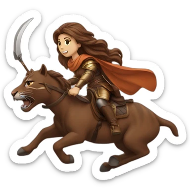 brown hair women riding Battle tigeer sticker