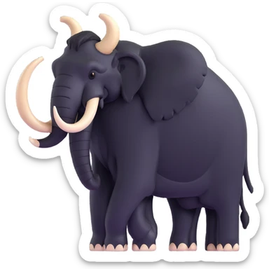 mammoth with black fur and white tusks, side view sticker
