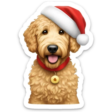 Golden doodle in a Santa hat sticker