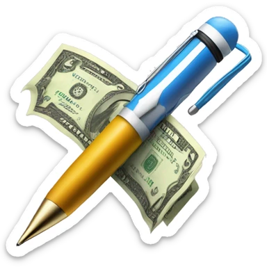 make a very fancy pen that has a dollar ($) type of arrow pointer towards a bag of money (copywriting) to indicate people that you make money by persuading people through writing sticker