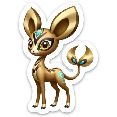  Egyptian Shiny Smooth Soft Glossy Tribal Exotic Colorful Tropical Meloetta-Venom-Heliolisk-Helioptile-Monster-Animal-Pokémon-Fakémon-fusion, full body, tribal markings  sticker