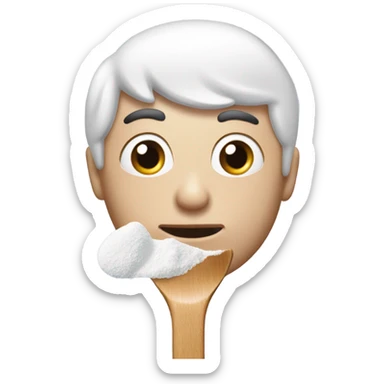 Man with huge pupils sniffing powdered sugar on a spoon sticker