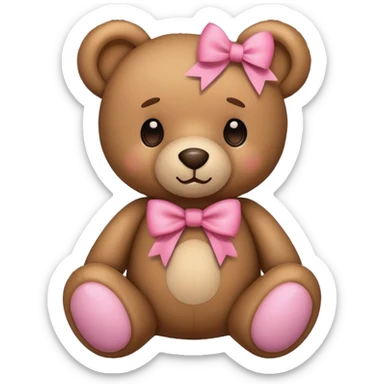 Teddy bear with a pink bow sticker