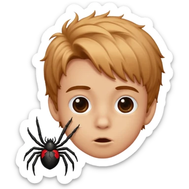A boy's face with the features of a spider blowing a kiss sticker